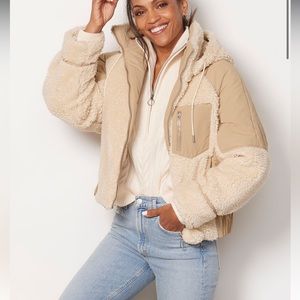 ba&sh Eva coat.  Sherpa.  Size small.  Beige.